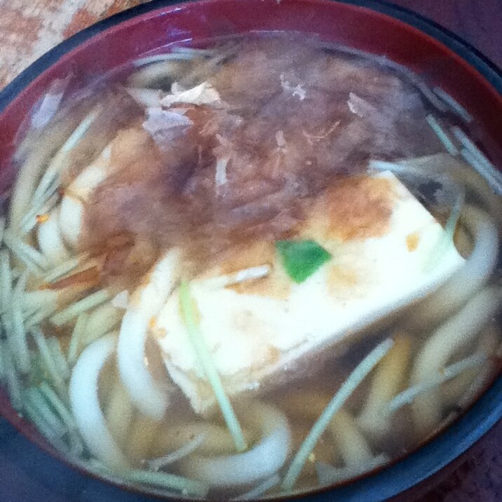高野豆腐と三つ葉の生姜うどん
